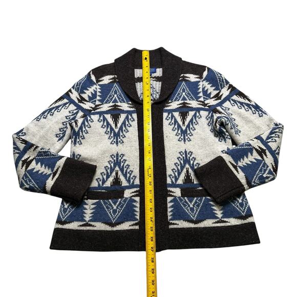 Pendleton Wool Alpaca Aztec Southwestern Zip Cardigan Sweater Brown Women’s L - Picture 8 of 12